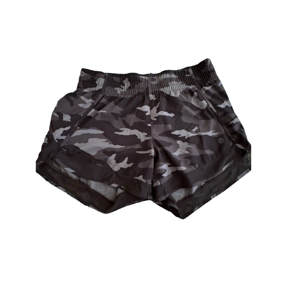 Athleta Gray Camo Printed‎ Mesh Racer Run Short 4" Size XS Lined - Picture 1 of 9
